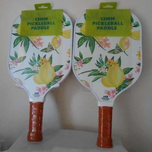 13mm Graphite Pickleball Paddles Double Sided-Lemon/Pink Dash-NEW-Set of 2 - Picture 1 of 4